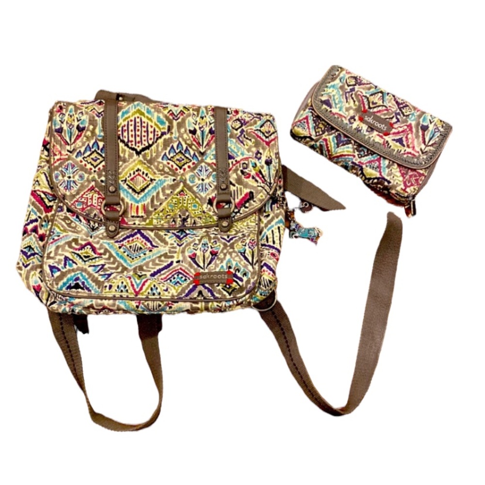 The Sak roots unicorn charm convertible backpack crossbody purse matching wallet